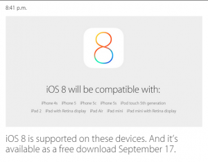 Disponibilitatea iOS 8