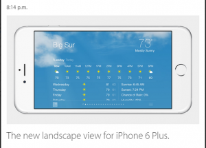 Vremea in mod landscape afisat pe iphone 6 plus