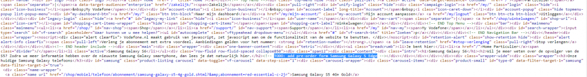 Samsung Galaxy S Edge Cod site Vodafone