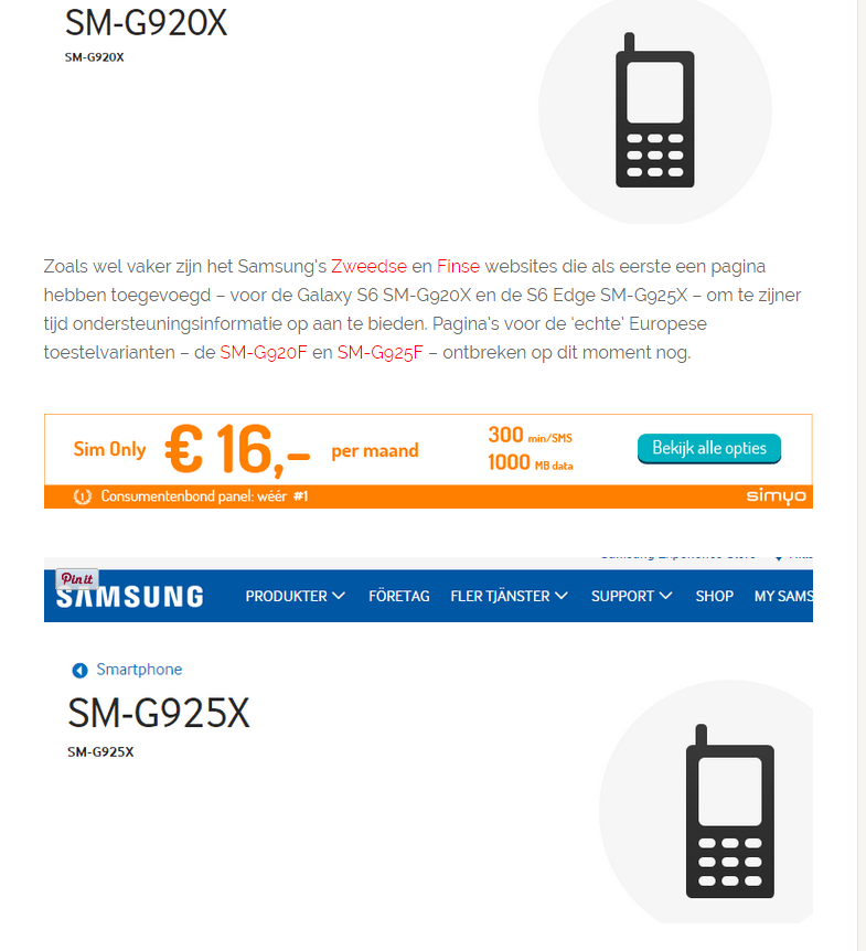 Samsung Galaxy S 6 si S edge au aparut si pe site-ul din finlanda