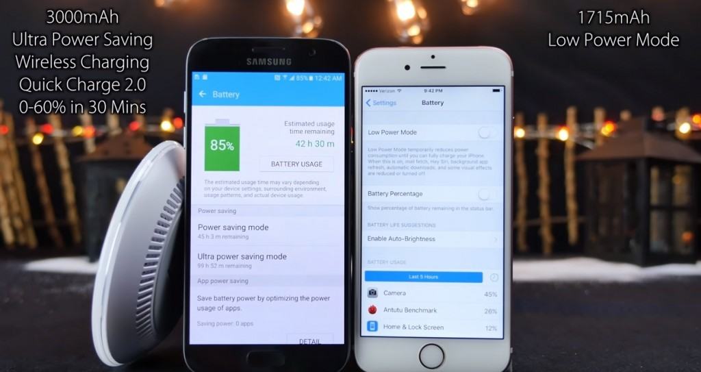 Comparatie baterii iphone 6s vs S7