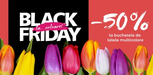 Black Friday la flori: 50% la buchetele cu lalele multicolore pe Floria.ro Black Friday la flori Floria.ro