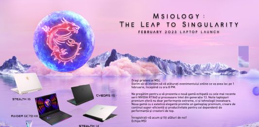 MSI anunță noua gamă de laptopuri echipate cu cele mai recente serii NVIDIA RTX40 și procesoare Intel de generația a 13a