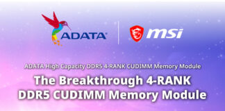 ADATA și MSI lansează primul modul de memorie DDR5 CUDIMM 4-RANK din lume
